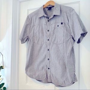 Black Diamond Mens Short Sleeve Button Down 100% Cotton Size Large